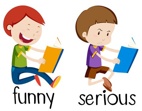 Opposite Wordcard For Funny And Serious 455361 Vector Art At Vecteezy