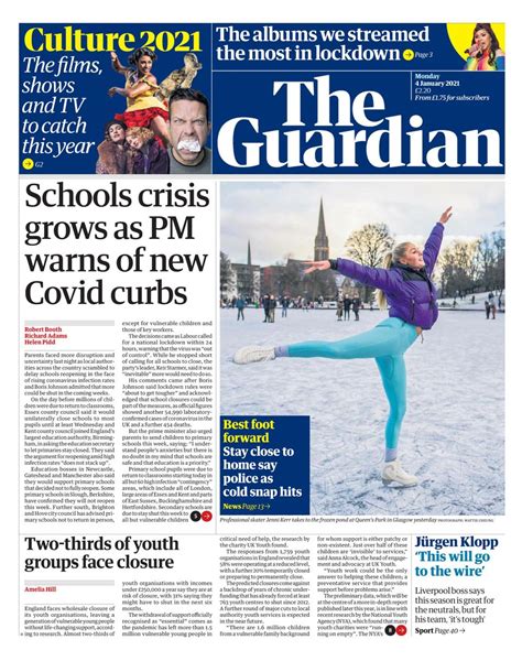 The Guardian January 04 2021 Newspaper Get Your Digital Subscription