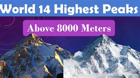 Very Important 14 Peaks Above 8000 Meeters Their Height And