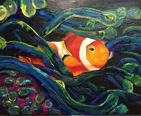 Clown Fish Oil Painting By Cindy Pinnock