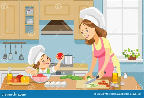 Mother And Kid Girl Preparing Healthy Food At Home Together Best Mom