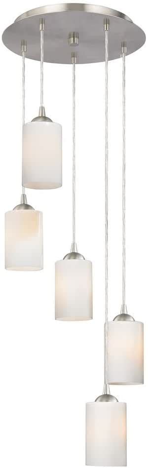 Modern Multi Light Pendant Light With White Glass And 5 Lights
