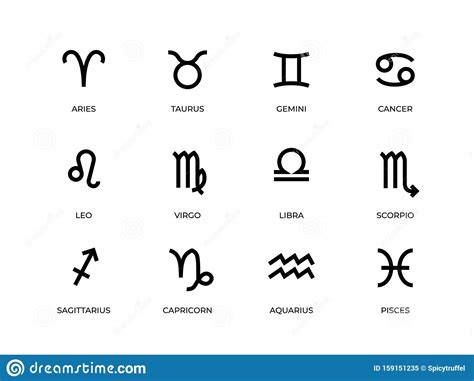 Symbole Zodiaku Znaki Linii Horoskopowej I Astrologicznej Aries Taurus