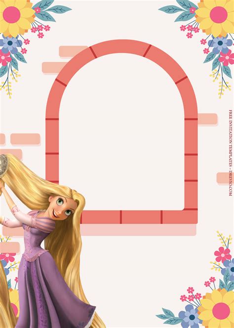 10 Tangled With Princess Rapunzel Birthday Invitation Templates Five