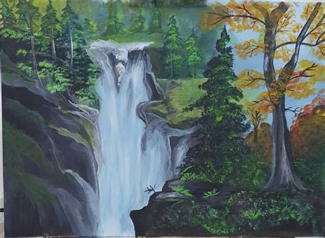 Autumn Falls Waterfall Painting Ubicaciondepersonascdmxgobmx