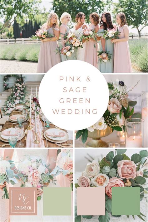Dusty Pastel Minimalist Sage Green Wedding Pink Green Wedding Light Pink Wedding