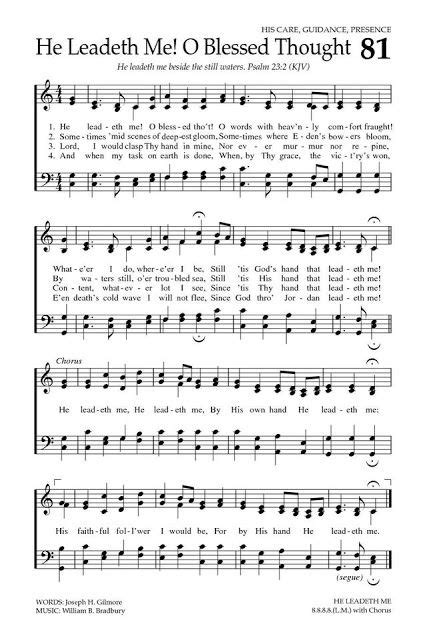 Hscrc13 Hymn 15 He Leadeth Me Hymn Sheet Music He Leadeth Me