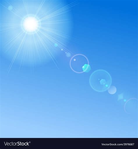 Blue Sky With Sun And Lens Flare Royalty Free Vector Image