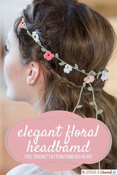 Free Pattern Elegant Floral Headband From Red Heart In 2020 Hair