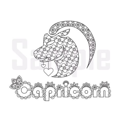 Zodiac File Sign Capricorn Adult Coloring Page By Sueathcs
