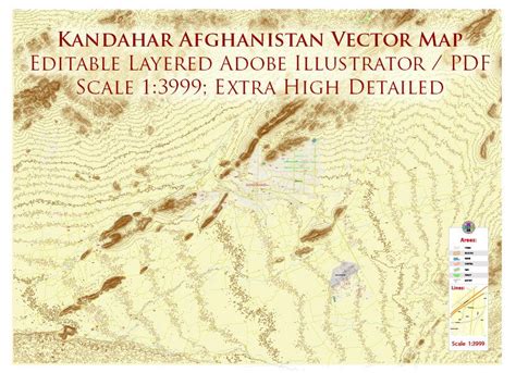 Kandahar Afghanistan City Vector Map Exact High Detailed Editable Adobe
