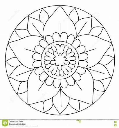 Mandala Flower Coloring Vector Simple Round Lovely