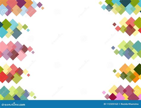 Decorative Frame With Colorful Squares On White Background Stock Vector