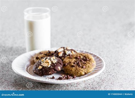 Chocolate Chip Cookies And Milk Stock Photo Image Of Freshly Cooking