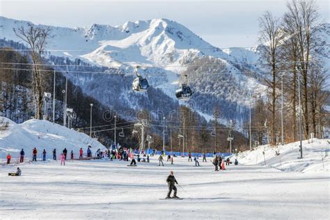 Sochi Russia January 3 2018 Ski Run In The Resort Of Rosa Khutor