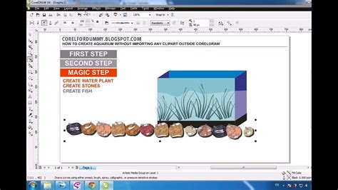 Next, draw a triangle for the tail and another triangle for the head with a corner tapering downwards outside the oval. COREL DRAW TUTORIAL, CREATING AQUARIUM.avi - YouTube