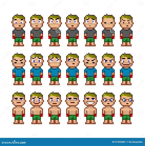 Pixel Art Collection People Stock Vector Illustration Of Avatar Face