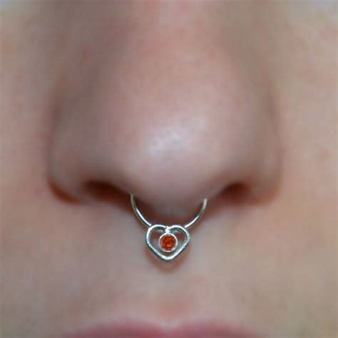 2mm Garnet Septum Ring Small Silver Nose Ring Hoop Earring Cartilage