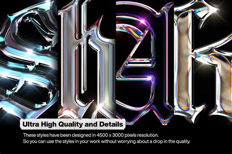 Chrome Text Styles Vol2 On Yellow Images Creative Store