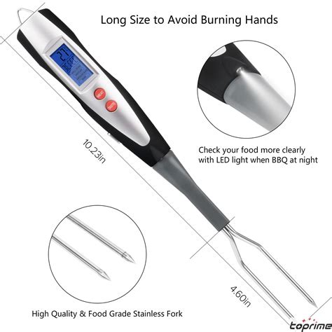 Toprime Digital Meat Instant Read Fork Thermometer With Long Forks And