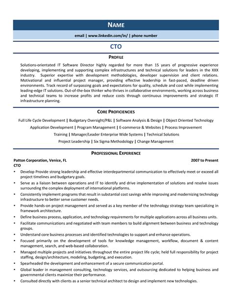 Chief Technology Officer Cto Resume Samples And Examples For 2020