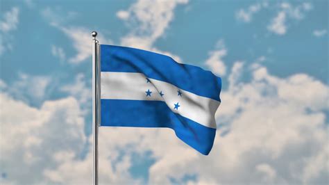 Premium Stock Video Honduras Flag Waving In The Blue Sky Realistic 4k