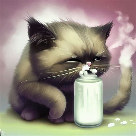 Cat Farting While Drinking Milk Digital Art Image Creator From