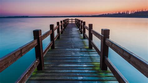 Wallpaper Nature Landscape Wooden Bridge Trees Forest Water