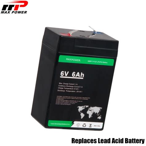 Phosphate Lithium Lifepo4 Battery 6v 6ah 384wh Ess Replaces Lead Acid