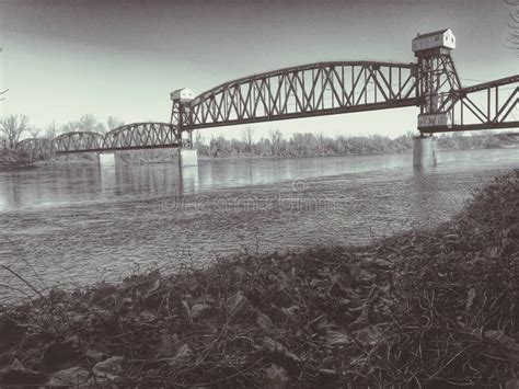 Railroad Bridge Over The Missouri River Stock Image Image Of Winter