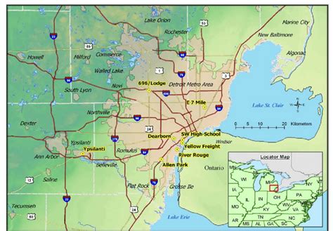 Map Of Detroit Area Pilot City Study Sites Download