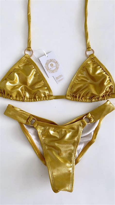 metallic bikini sample sale mayra collection