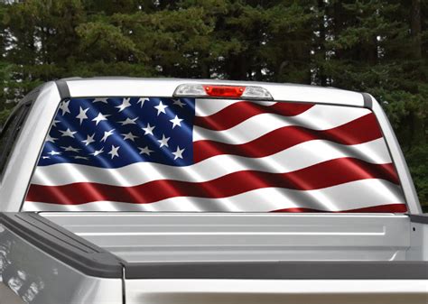 Waving American Flag Rear Window Graphic Miller Graphics