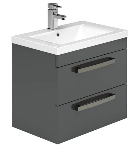 Essential Nevada 2 Drawers Wall Mounted Vanity Unit With Basin Wall Hung Bathroom Vanities