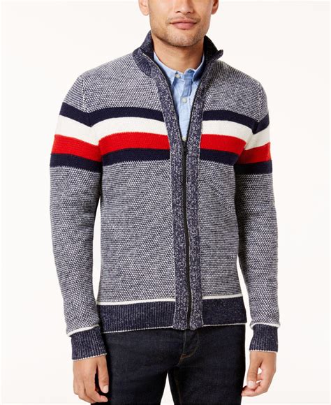 Tommy Hilfiger Wool Mens Oakes Full Zip Sweater In Gray For Men Lyst