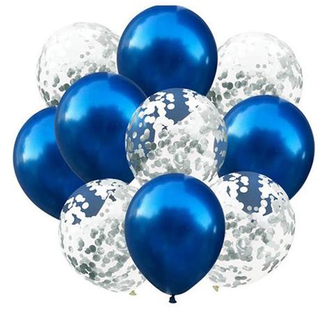 10 Pack Of Blue And Silver Balloons 5 Metallic Blue And 5 Silver Etsy Uk
