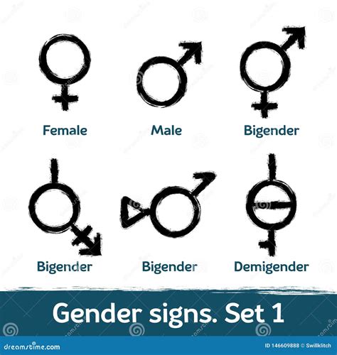 Gender Signs Drawn With Brush Lgbt Icons For Sex Diversity And Equality Of Human Rights Stock