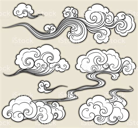 A Set Of Cloud Graphics In Oriental Style Idées De Tatouages Dessin