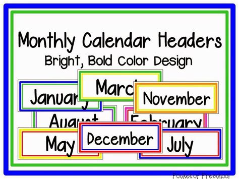 Teaching 12 Month Calendar Card Pack Free Month Labels For A