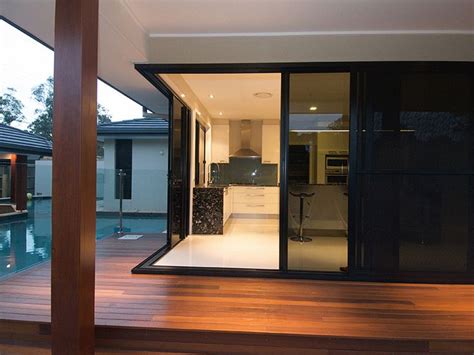 When open, the panel stacking of the nanawall bifold patio doors remains 90 degrees to the opening. Corner sliding glass door | Mediterranean Modern ...
