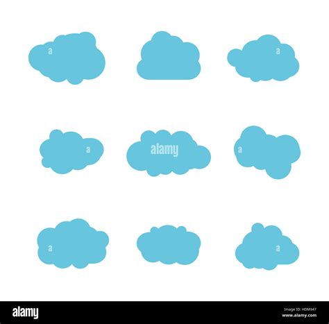 Set Of Blue Sky Clouds Cloud Icon Cloud Shape Set Of Different