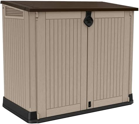 Outdoor Plastic Garden Storage Shed Box Beige Brown Keter Store It Out Midi L