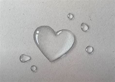 How To Draw A 3d Heart 3d Heart Water Drop In 2020