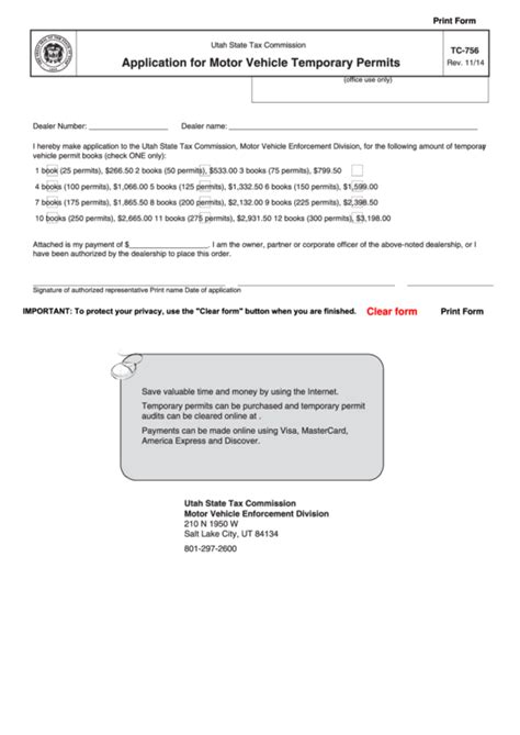 Fillable Application For Motor Vehicle Temporary Permits Printable Pdf