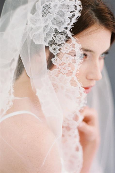 Roseline Mantilla Cathedral French Lace Veil In Ivory Or Off White