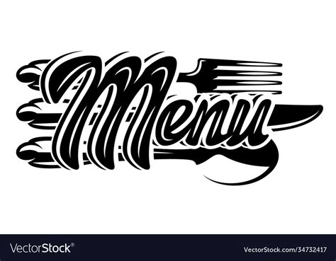 Stylish Lettering Menu With Set Cutlery Royalty Free Vector