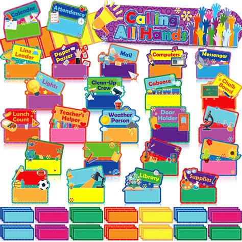 Buy 76 Pieces Classroom Jobs Chart Bulletin Board Sets Hands On