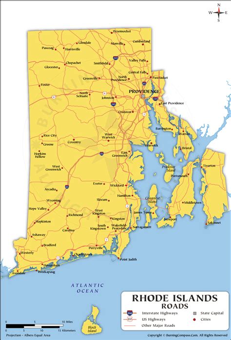 Rhode Island Road Map Hd