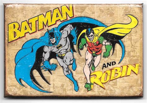 Dc Comics Batman And Robin Running 2 X 3 Distressed Refrigerator Magnet Unused Starbase Atlanta