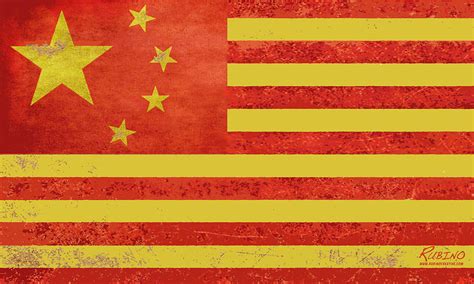 Chinese American Flag Painting By Tony Rubino